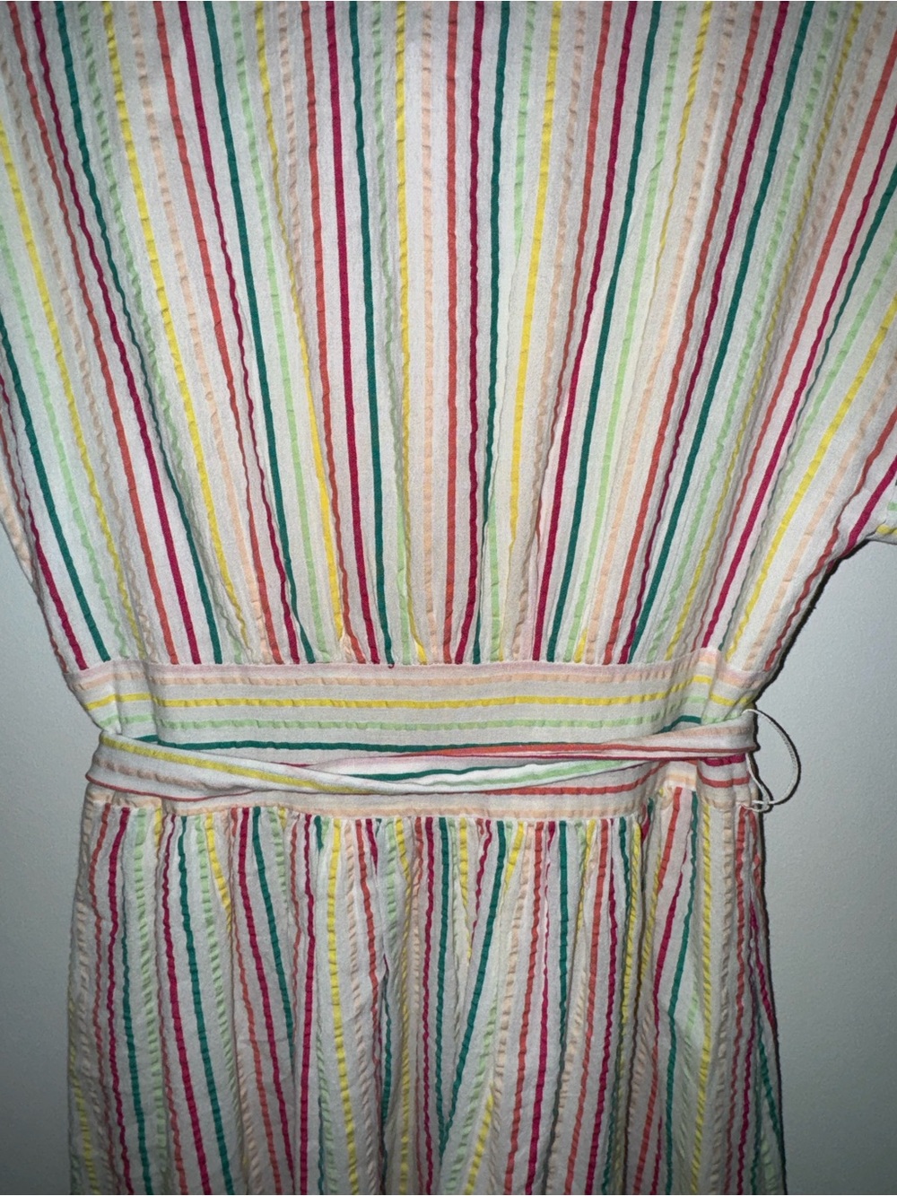 LOFT Multicolor Striped Button-Front Dress with Tie - Picture 7 of 8